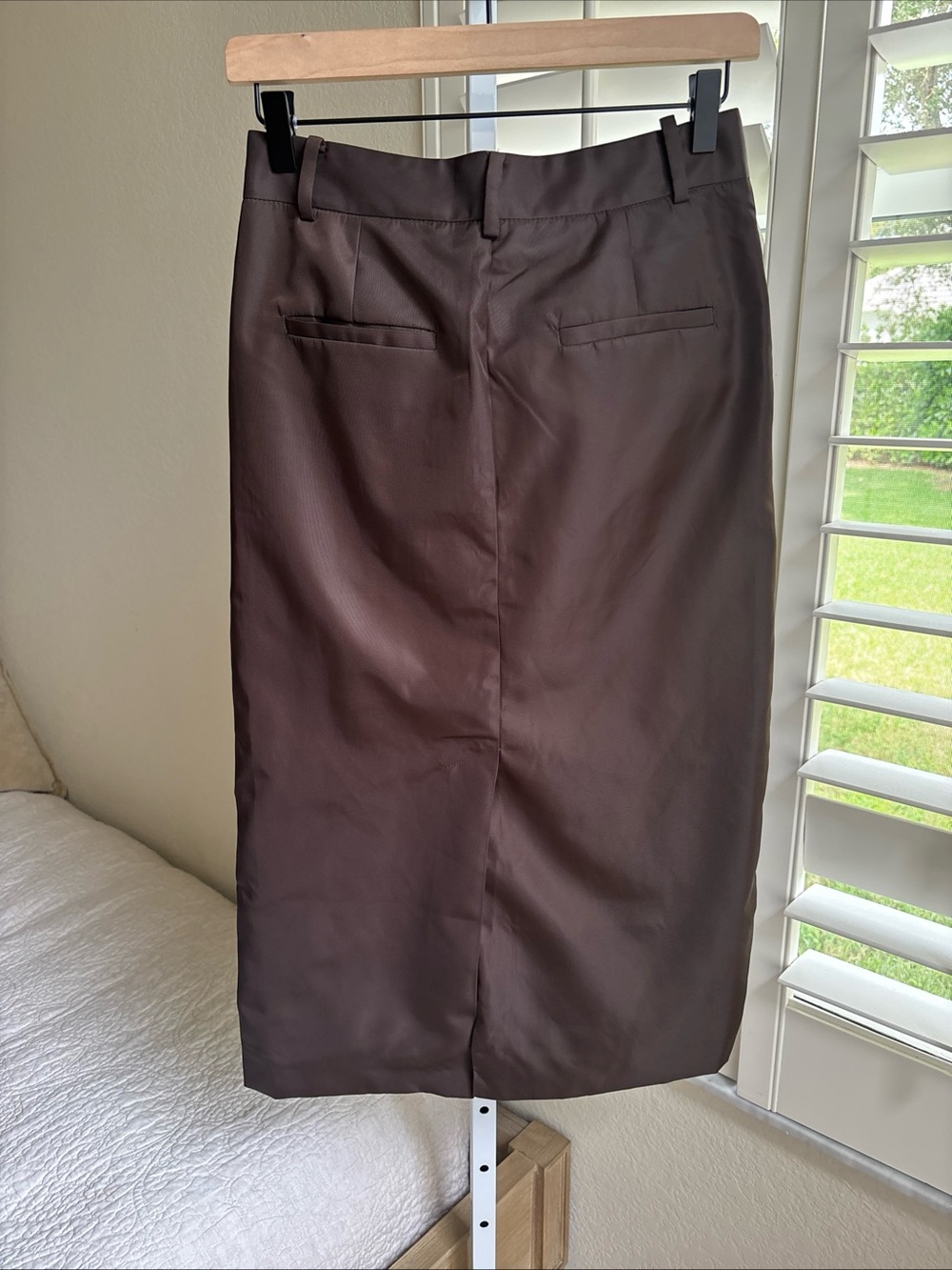 NWT Tibi Eco Nylon Midi Trouser Skirt Brown Size 00 - Picture 9 of 16